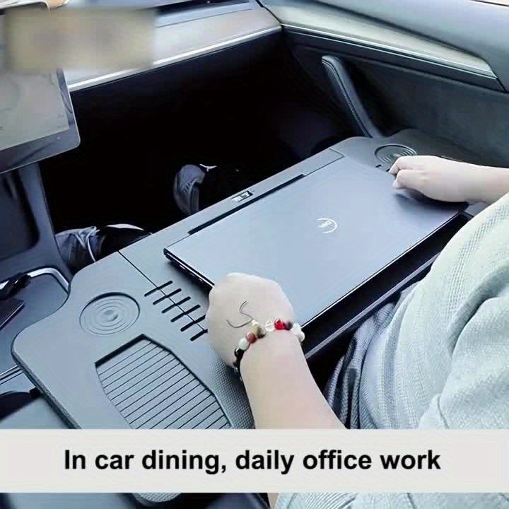 Tesla Model 3/Y Folding Travel Table - ABS Resin Seat Organizer with Laptop Tray