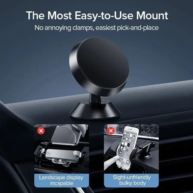 Magnetic Car Phone Holder - Universal Mount for iPhone Samsung GPS Support