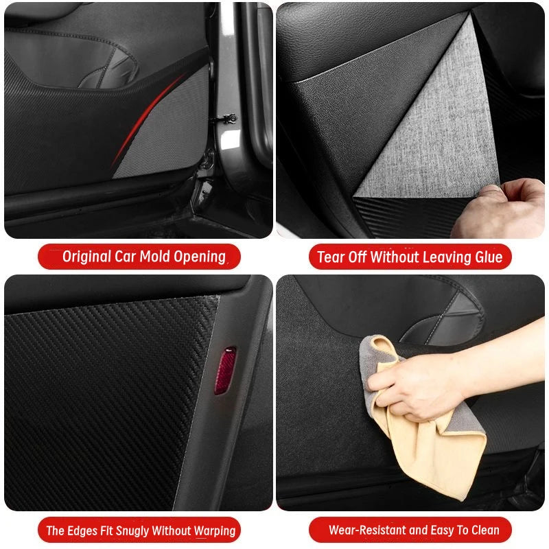 Car Door Anti-Kick Pad For Tesla Model Y Juniper 2025 Leather Sticker Trim Kit Side Door Protector Cover Car Interior Decoration