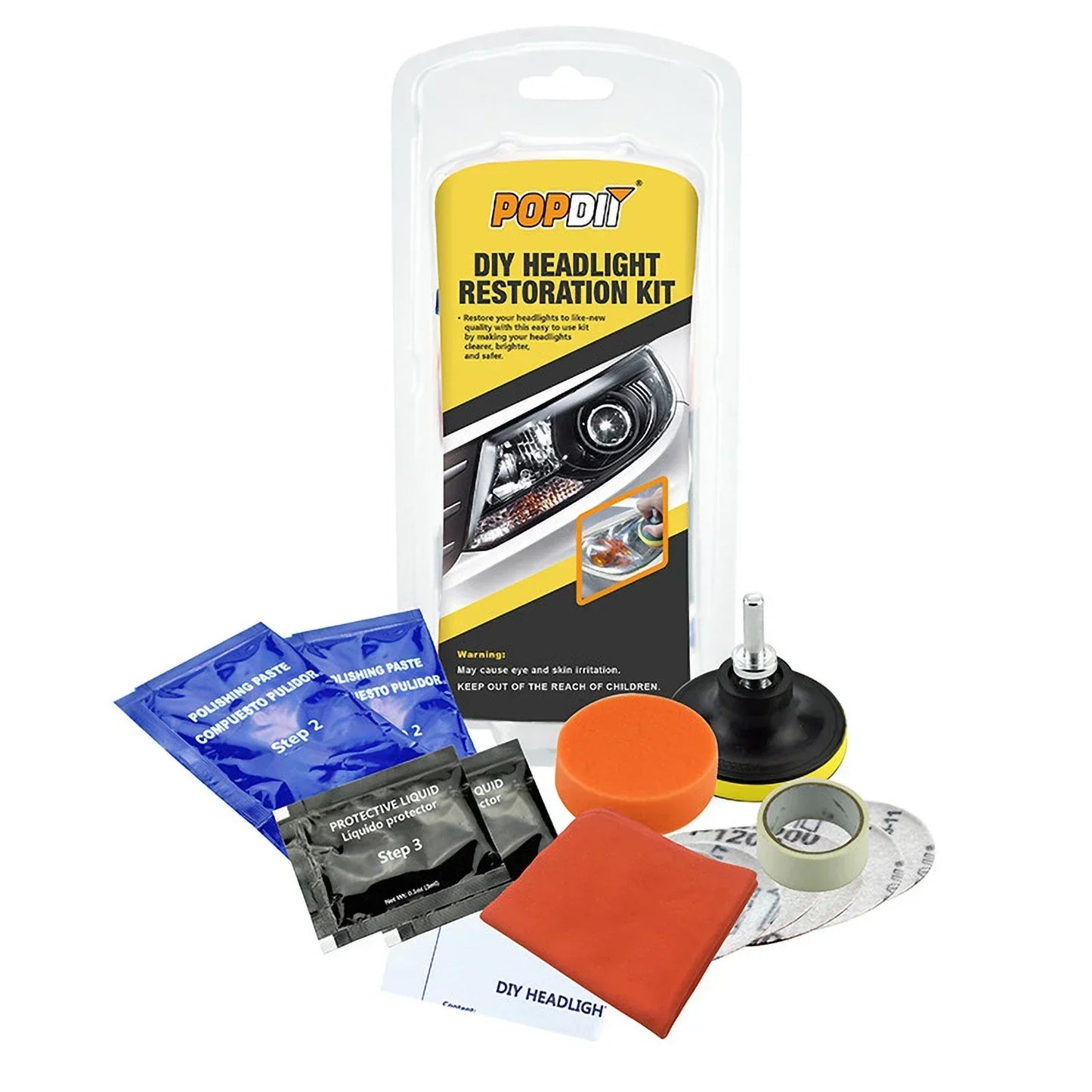 Car Headlight Restoration Kit - Fix Yellowing & Scratches