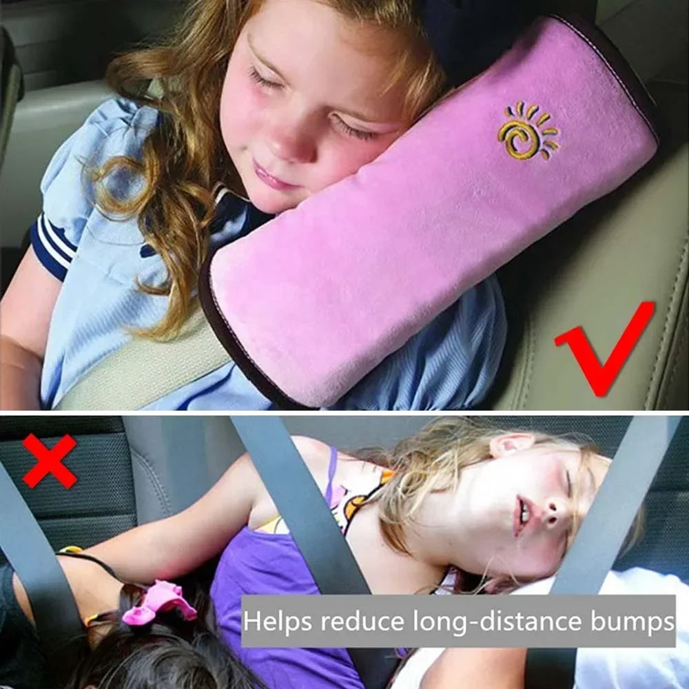 Car Seat Belt Pillow for Kids - Universal Shoulder Head Protector Plush Cover