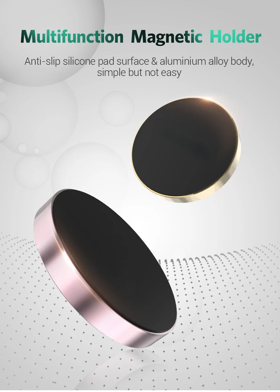 Universal Magnetic Phone Holder - Strong Car Dashboard Mount & Wall Mount Compatible with All Smartphones