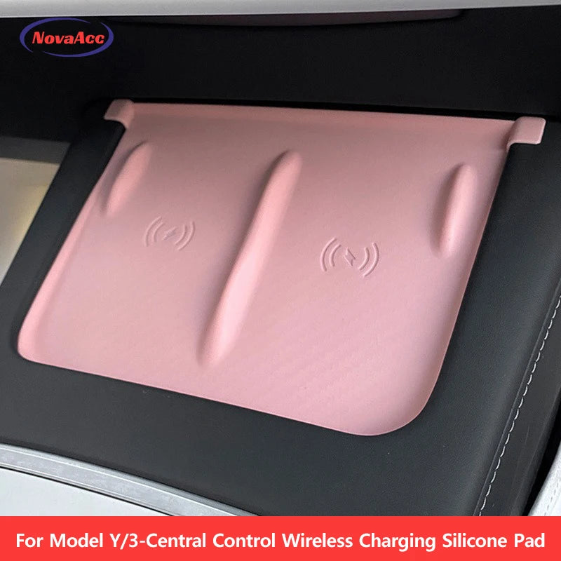NovaAcc Silicone Wireless Charging Pad - Tesla Model 3 Y 2021-2023 Pink