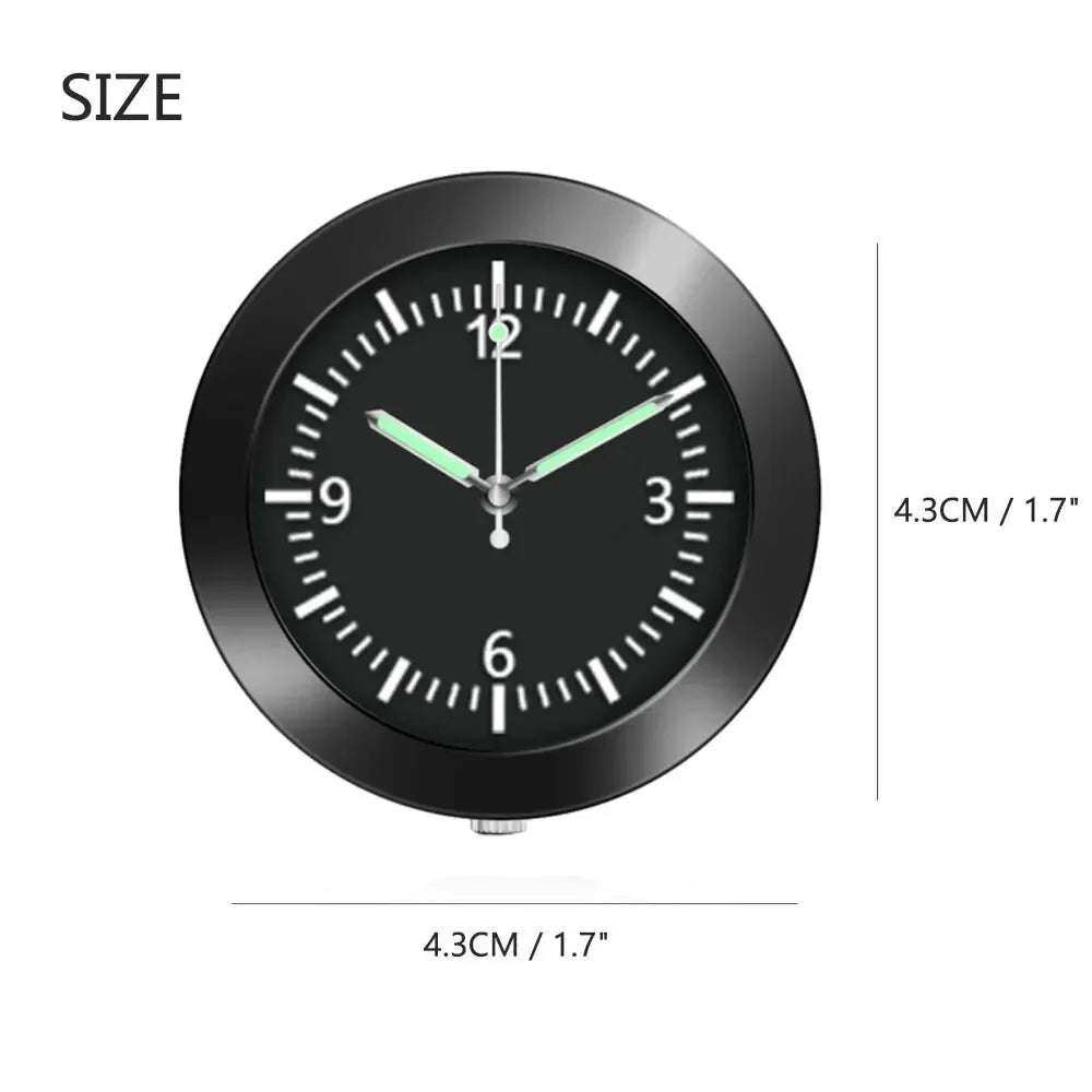 Luminous Car Clock - Stick-On Quartz Watch for Dashboard/Boat/Bike