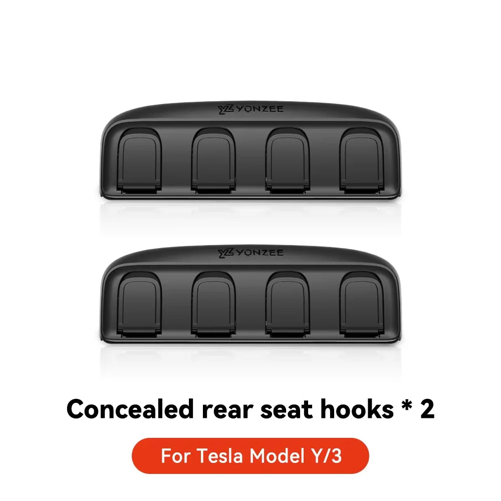 Tesla Foldable Car Seat Hooks - Heavy Duty 11lb Load Bearing Hangers Model 3/Y