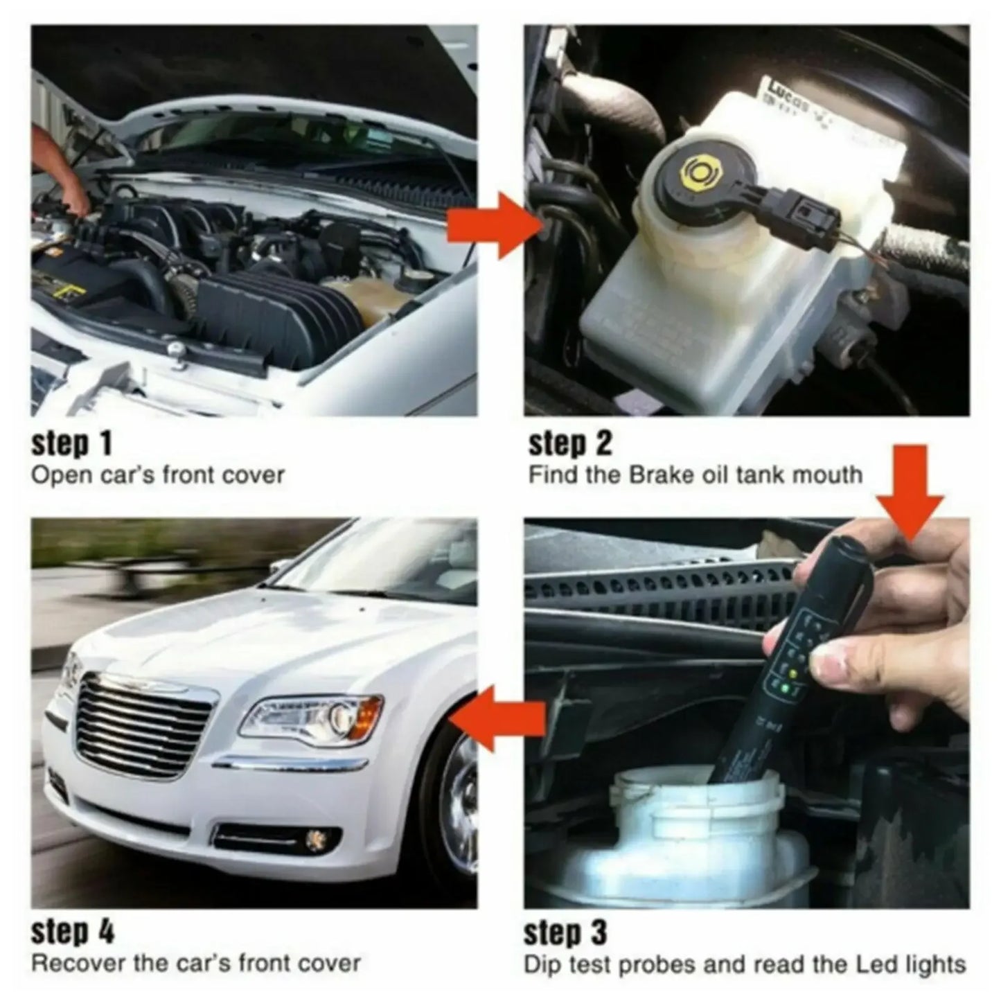 Universal Brake Fluid Tester - LED Indicator Oil Quality Diagnostic Tool