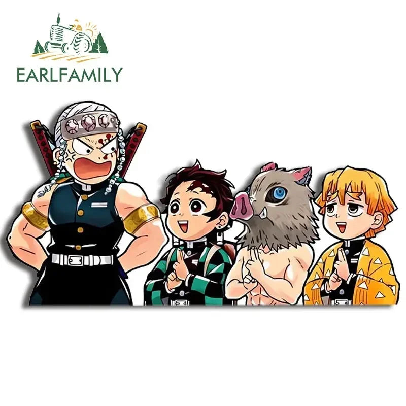 EARLFAMILY Anime Running Chibi Car Stickers - Kamado Nezuko Decal