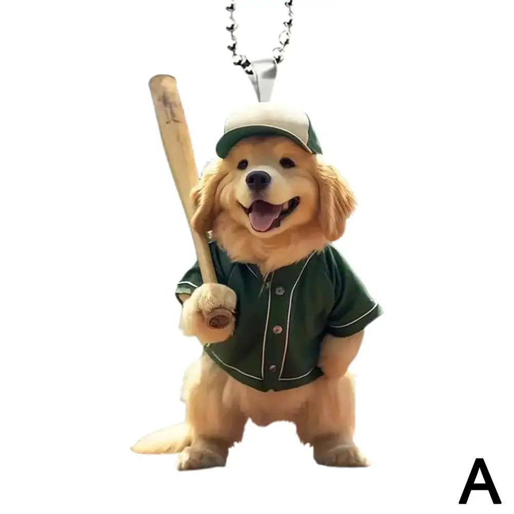 2D Acrylic Car Pendant - Cute Dog/Cat Rearview Mirror Ornament A CN