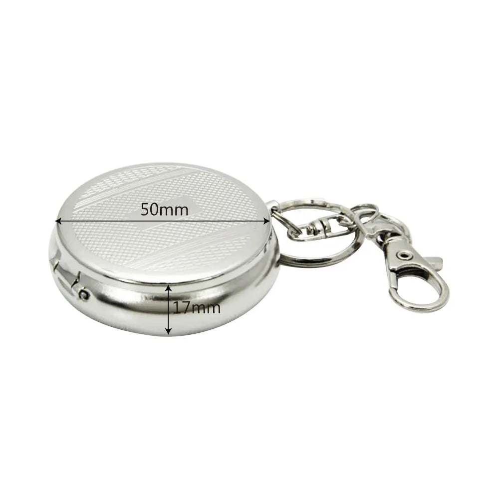 Portable Mini Stainless Steel Ashtray with Keychain - Silver