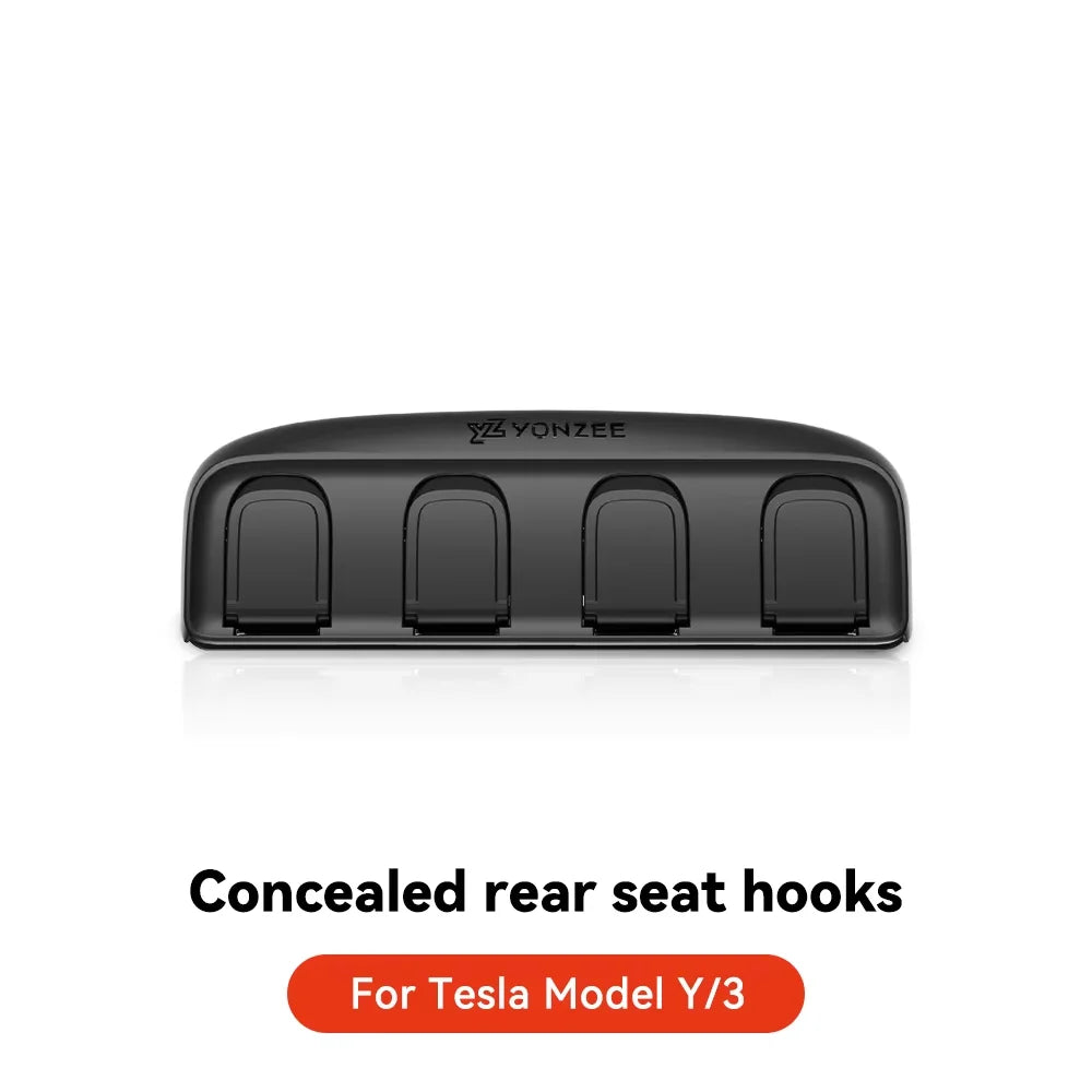 Tesla Foldable Car Seat Hooks - Heavy Duty 11lb Load Bearing Hangers Model 3/Y