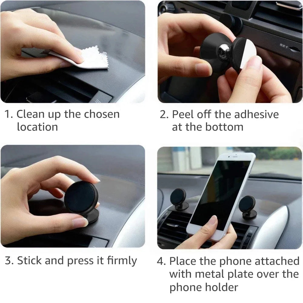 Magnetic Car Phone Holder - Universal Mount for iPhone Samsung GPS Support