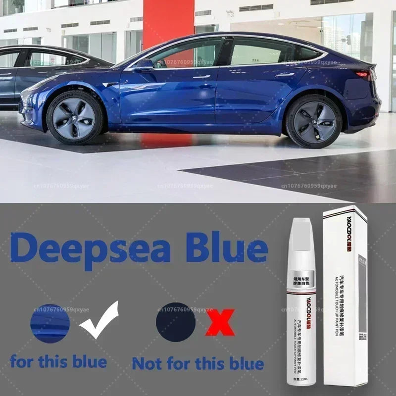 Tesla Paint Touch Up Pen Set - Pearl White & Deep Sea Blue Wheel Repair Kit Blue