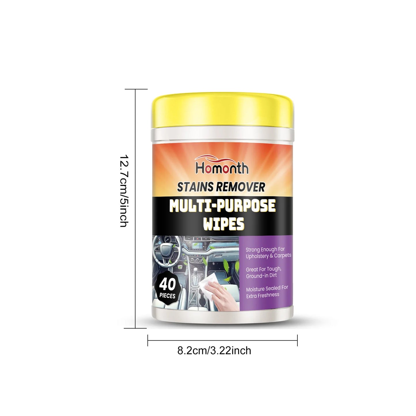Car Interior Cleaning Wipes - 40pcs Multi-Purpose Dashboard Cleaner