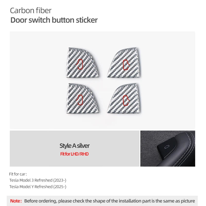 Tesla Model Y Juniper Model 3 Highland Carbon Door Switch Trim A silver highland CHINA