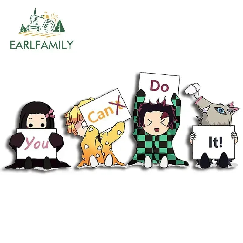 EARLFAMILY Anime Running Chibi Car Stickers - Kamado Nezuko Decal