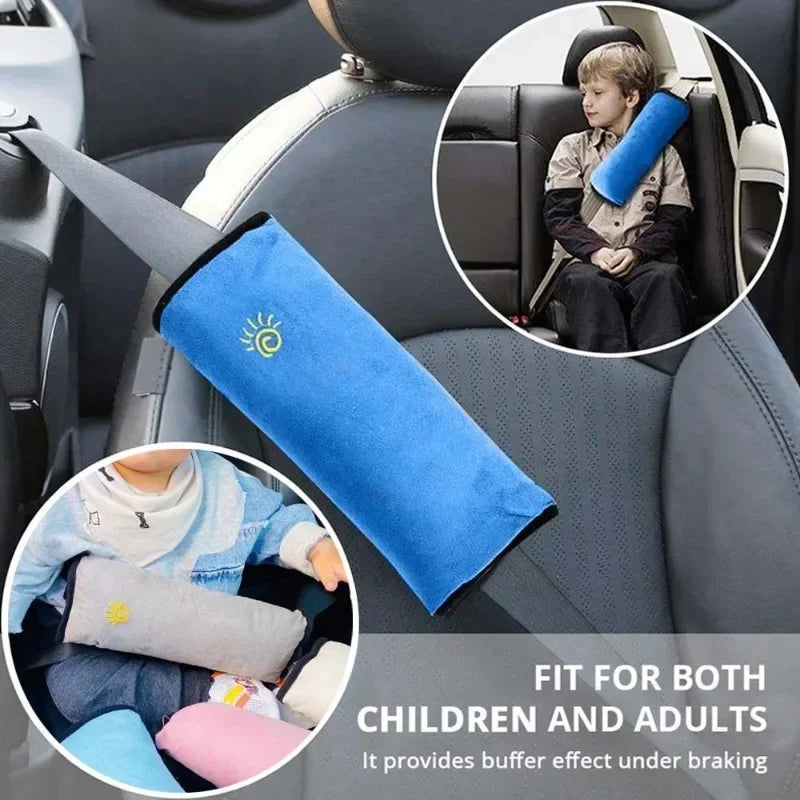 Car Seat Belt Pillow for Kids - Universal Shoulder Head Protector Plush Cover