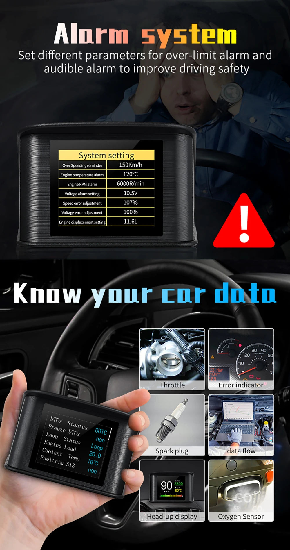 OBD2 Digital Speedometer P10 PRO Head Up Display Smart Car Computer
