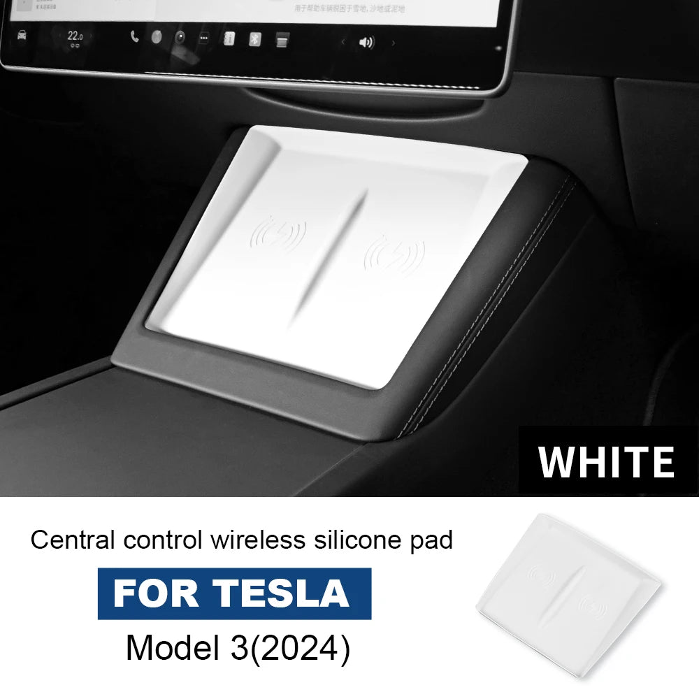 Tesla Model 3 Highland Wireless Charging Pad - Silicone Mat White