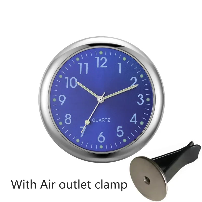 Mini Luminous Car Dashboard Clock - Digital Quartz Stick-On Watch Blue