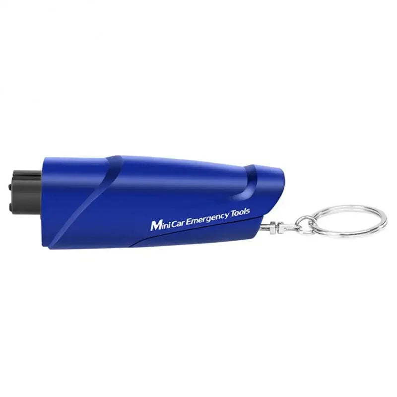 Premium Car Emergency Keychain Hammer - Alloy Glass Breaker & Seatbelt Cutter Multi-Function Rescue Tool Blue