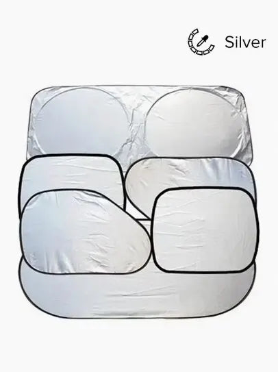 Car Sunshade Windshield Covers 6-Piece Set - UV Protection & Snow Shield