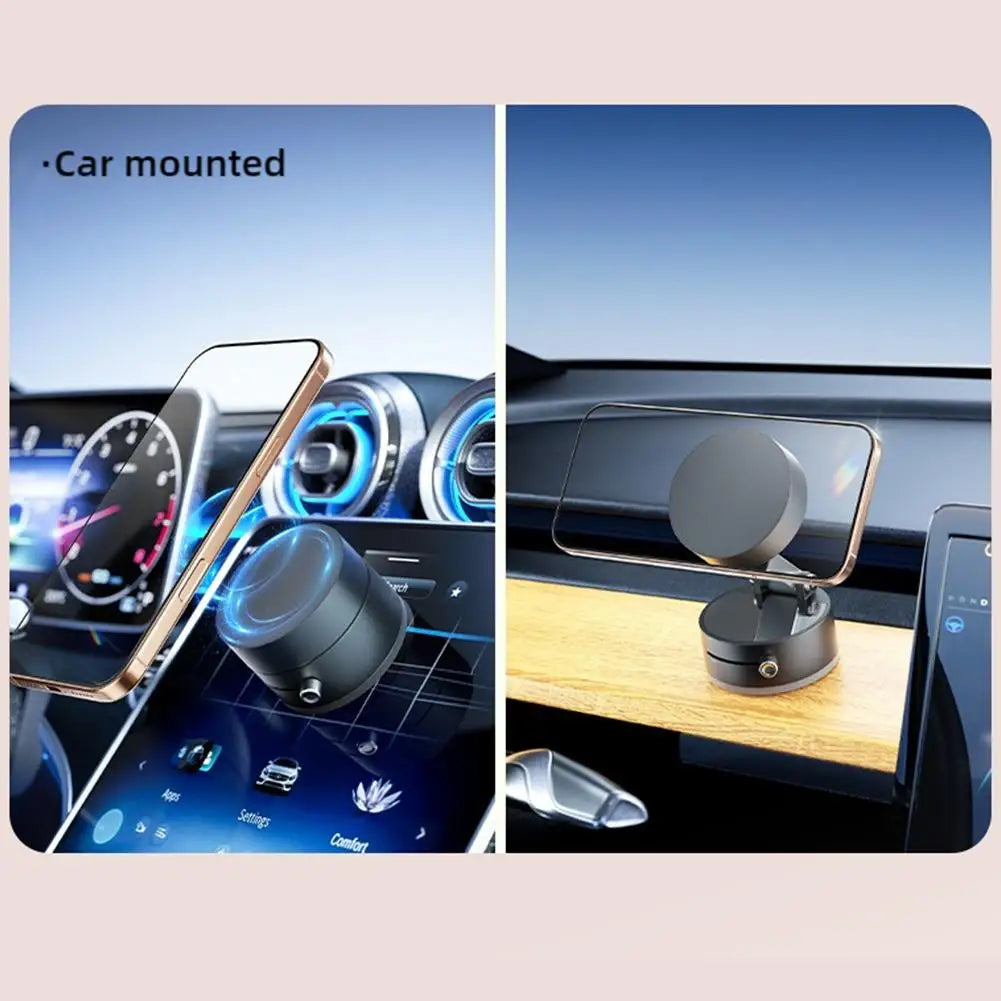 Premium Magnetic Car Phone Holder - Double-Sided Suction Cup Mount with 360° Rotation & Foldable Design