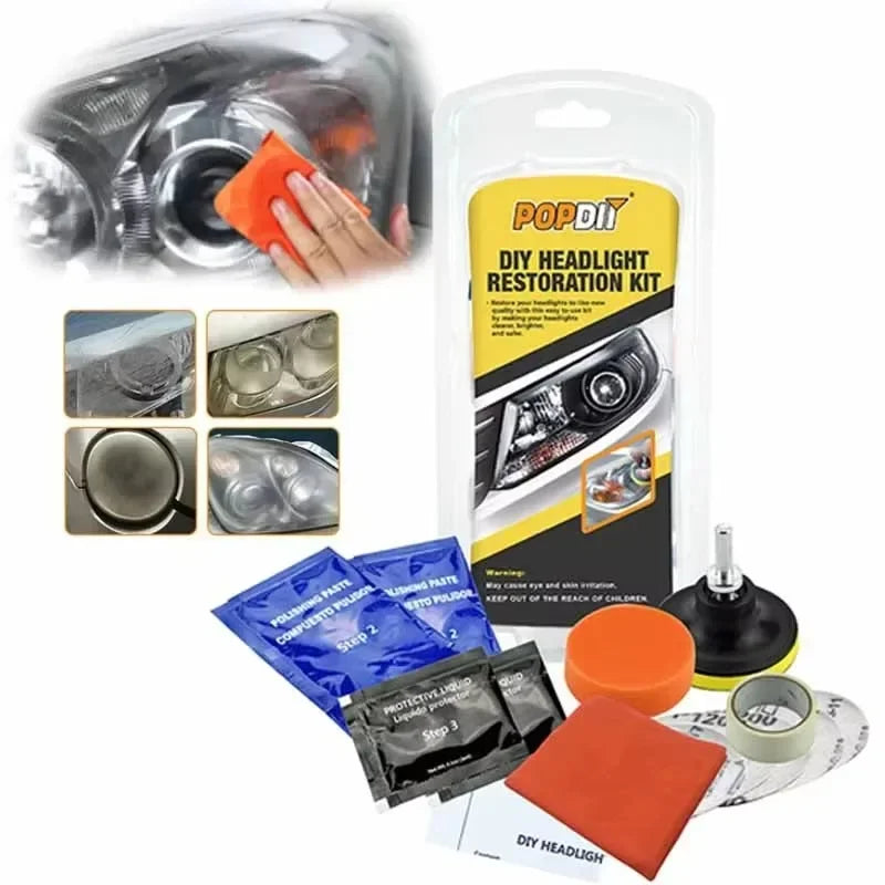 Car Headlight Restoration Kit - Fix Yellowing & Scratches