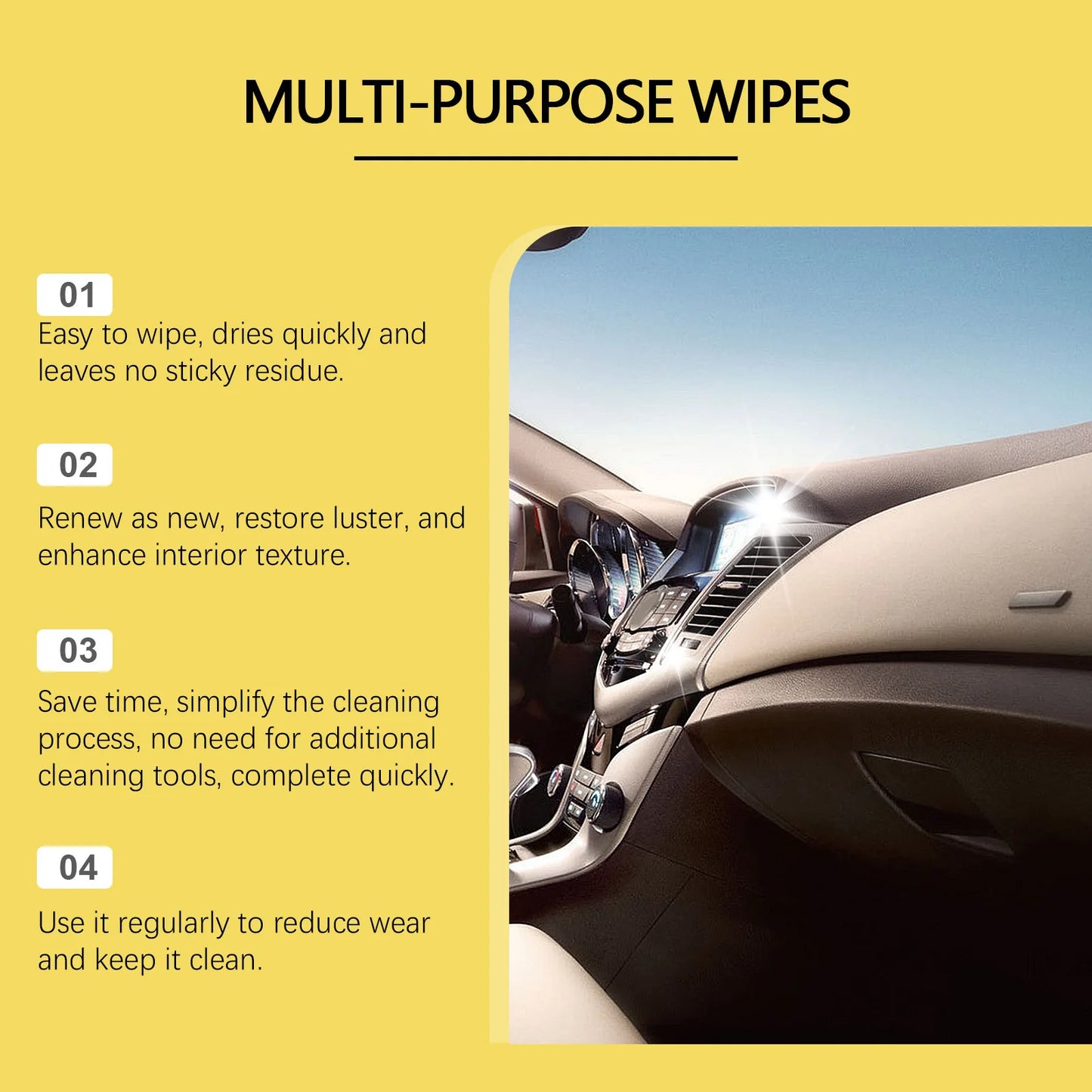 Car Interior Cleaning Wipes - 40pcs Multi-Purpose Dashboard Cleaner