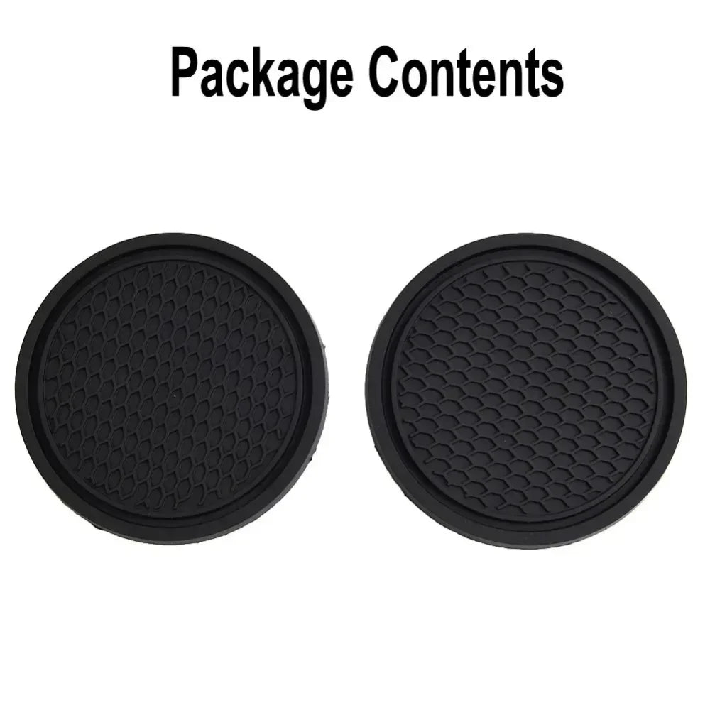 Premium Car Cup Holder Coasters 2-Pack - Anti-Slip Silicone Insert Pads for Vehicle Interior Protection