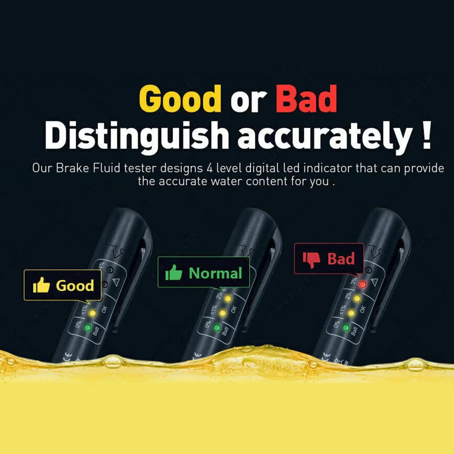 Universal Brake Fluid Tester - LED Indicator Oil Quality Diagnostic Tool