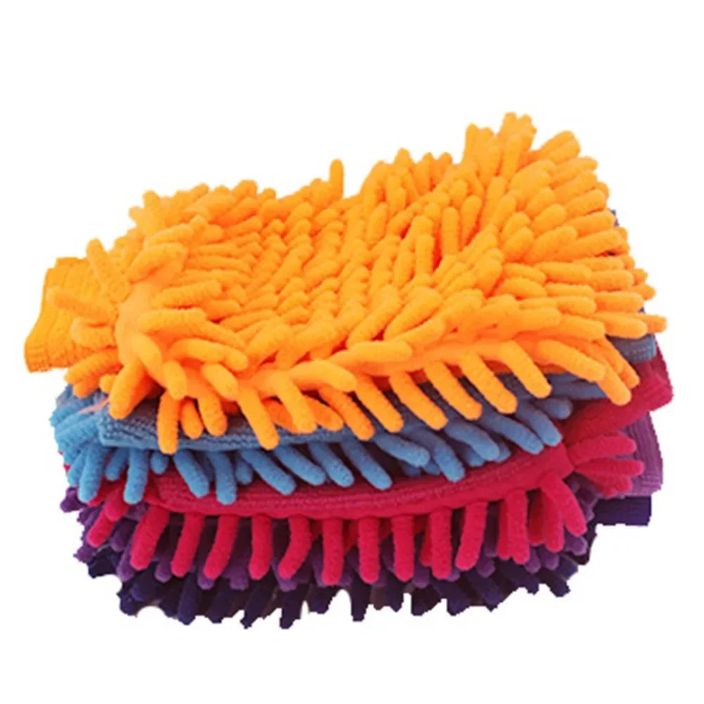 Premium Chenille Car Wash Gloves - Ultra-Soft Coral Fleece Microfiber Mitt for Scratch-Free Auto Detailing