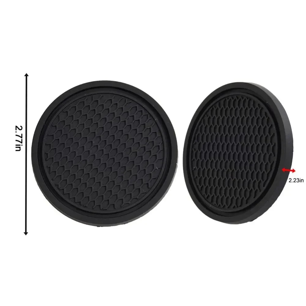 Premium Car Cup Holder Coasters 2-Pack - Anti-Slip Silicone Insert Pads for Vehicle Interior Protection