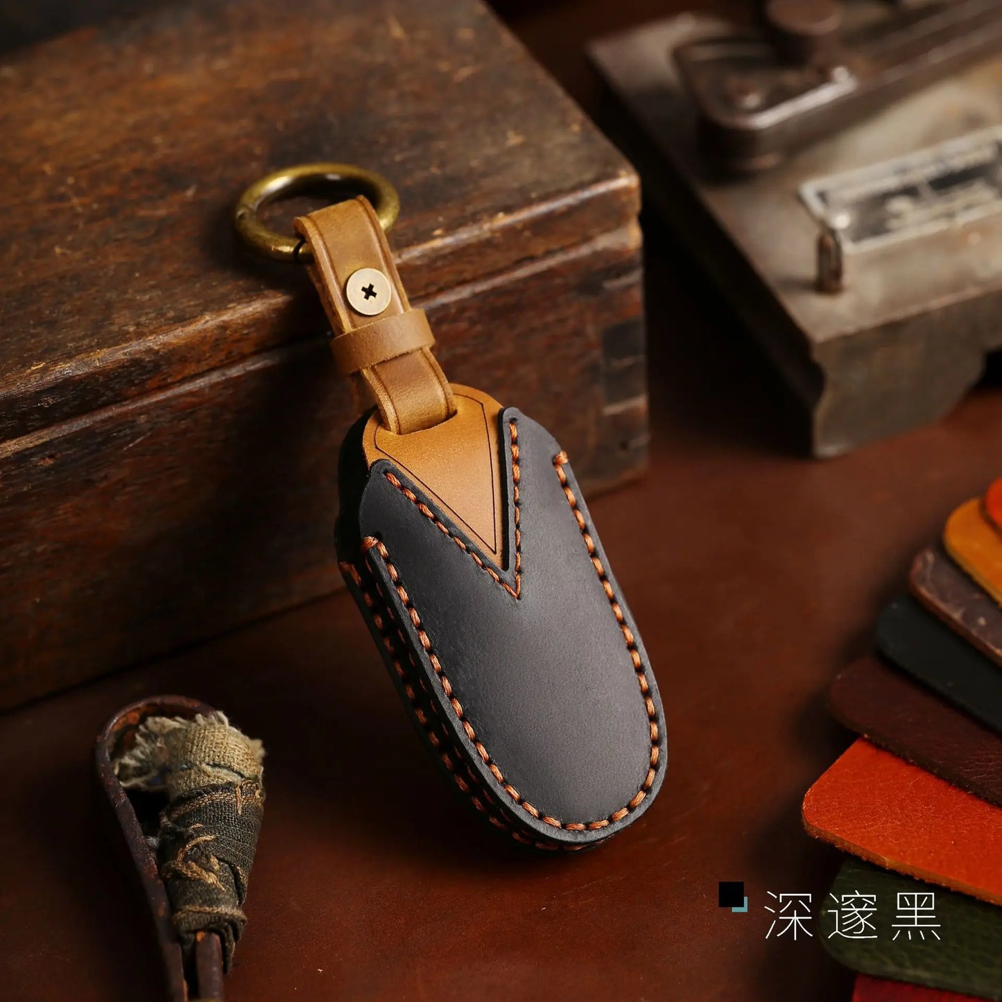 Tesla Leather Key Cover - Keychain Holder Case Protector for Model S/3/X Keyless Remote