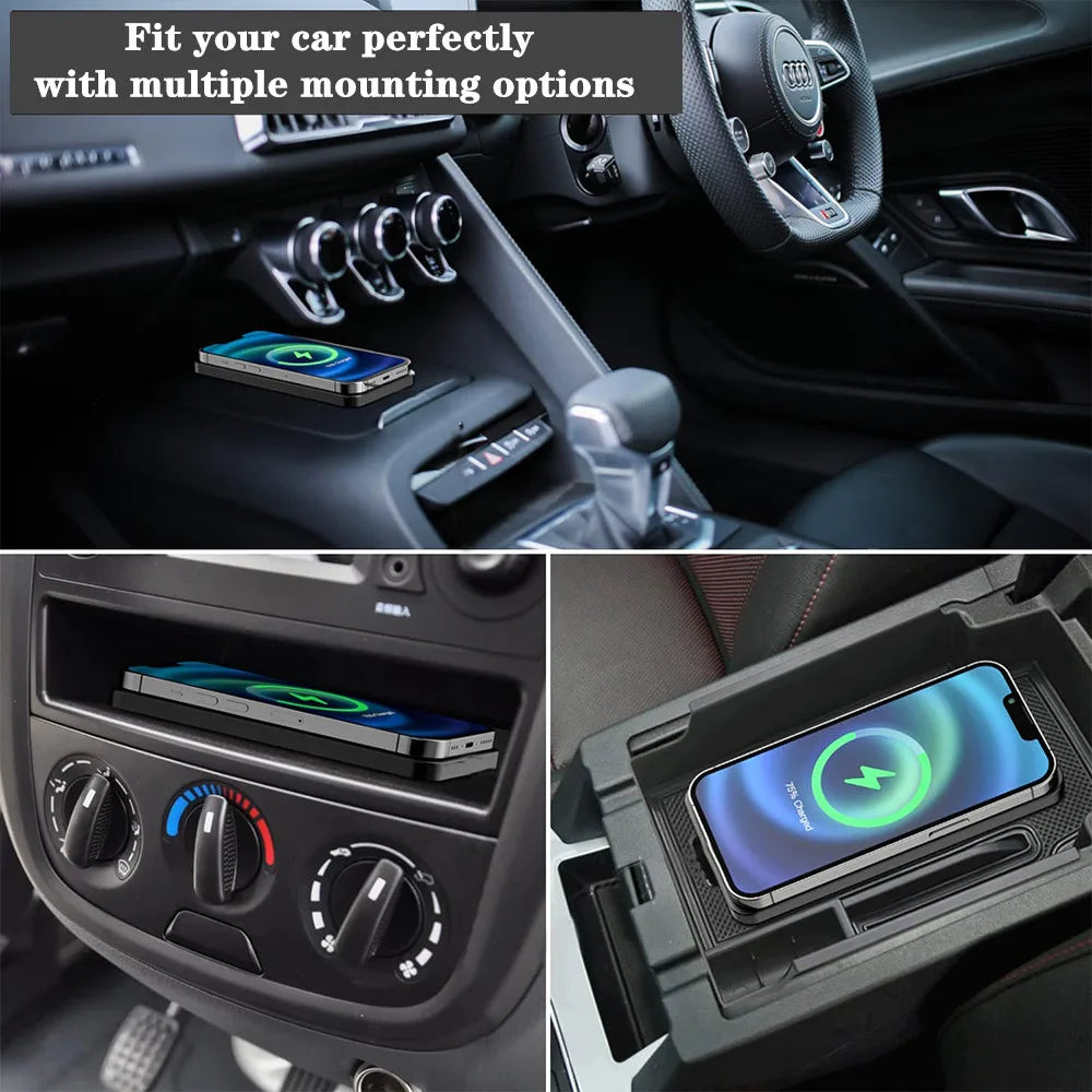 15W Fast Wireless Car Charger - Universal Phone Mount for iPhone 16/15/14/13/12 & Samsung S24/S23 with Silicone Pad