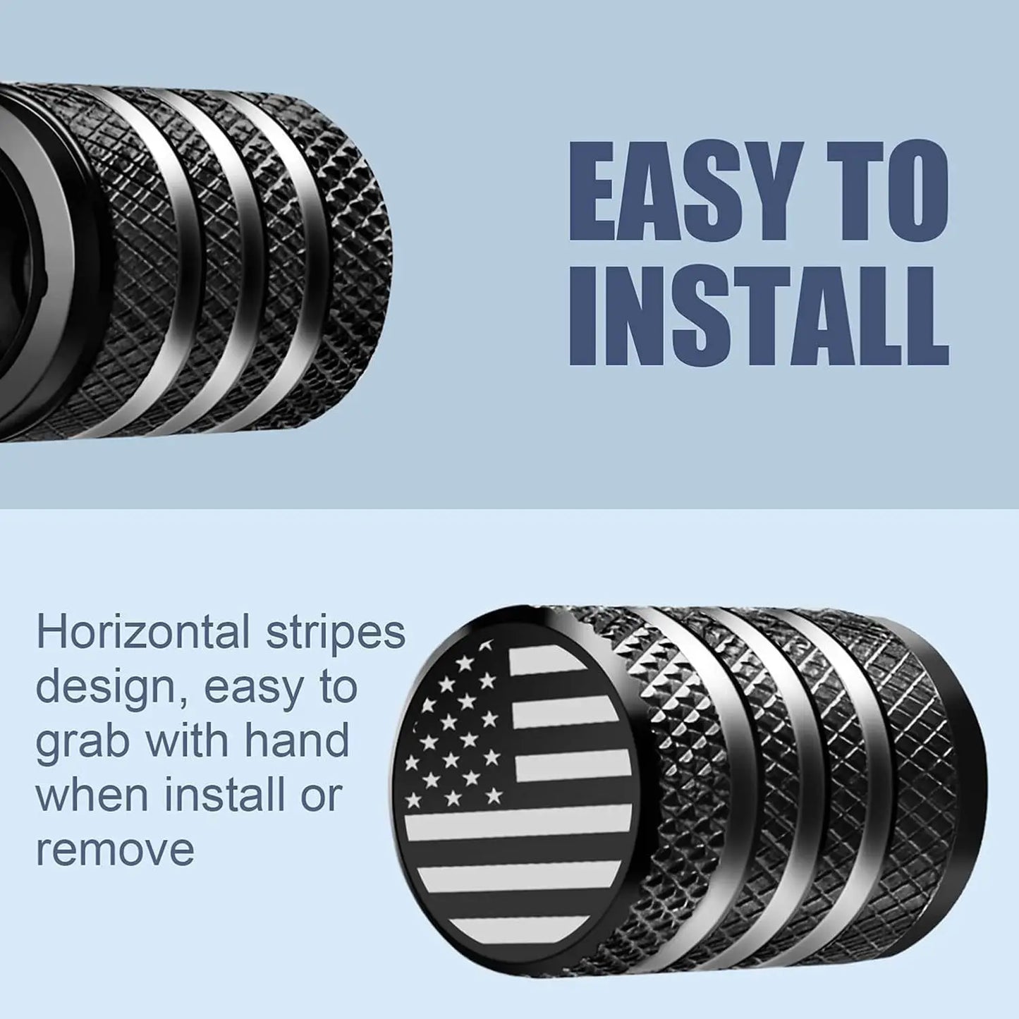 Tire Valve Stem Caps - 4-Pack Metal American Flag Air Caps