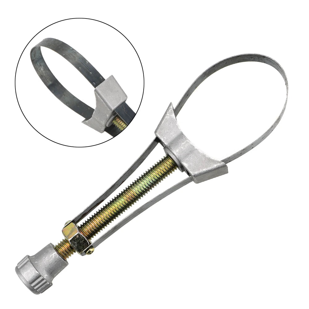 Car Oil Filter Removal Tool - Adjustable 60-120mm Steel Strap Wrench