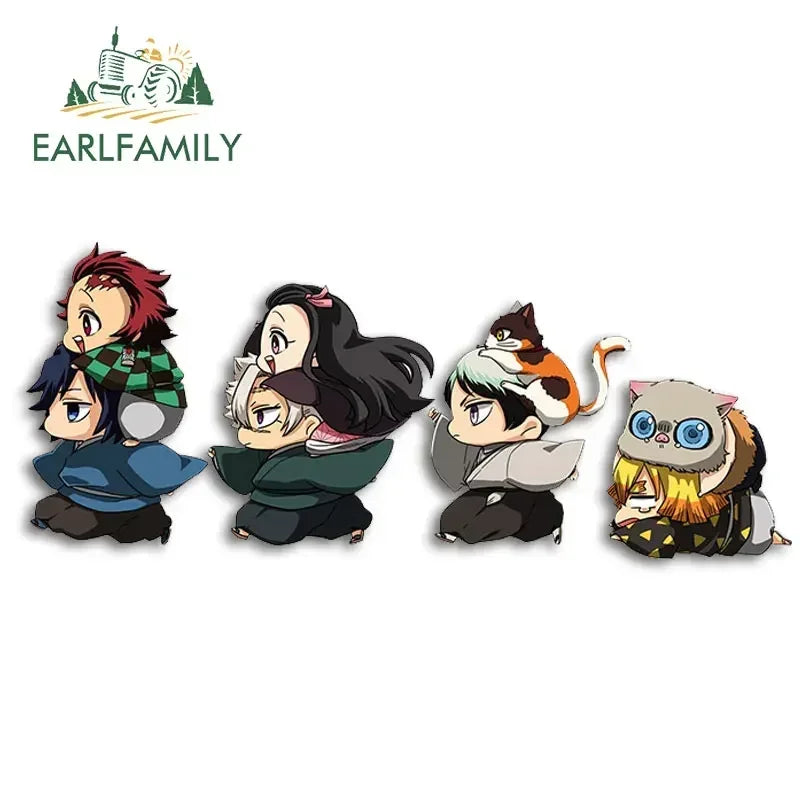 EARLFAMILY Anime Running Chibi Car Stickers - Kamado Nezuko Decal