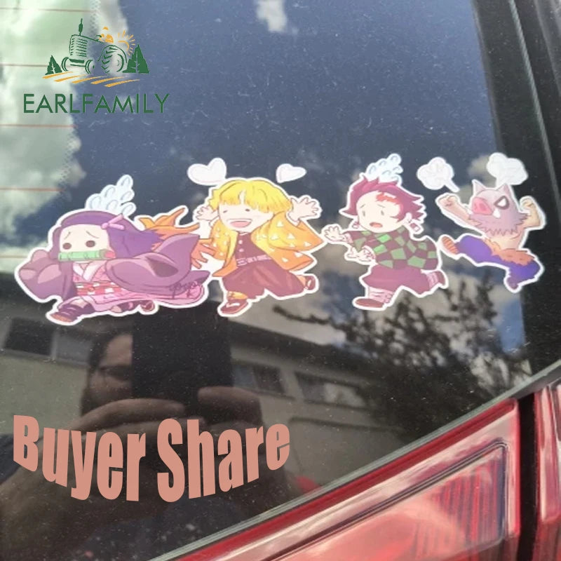 EARLFAMILY Anime Running Chibi Car Stickers - Kamado Nezuko Decal