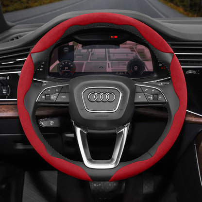 Audi Ultra-Thin Steering Wheel Cover - Non-Slip Snap-On Installation Red 3-piece Set For AUDI Round Steering Wheel