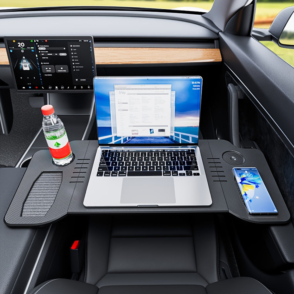 Tesla Model 3/Y Folding Travel Table - ABS Resin Seat Organizer with Laptop Tray
