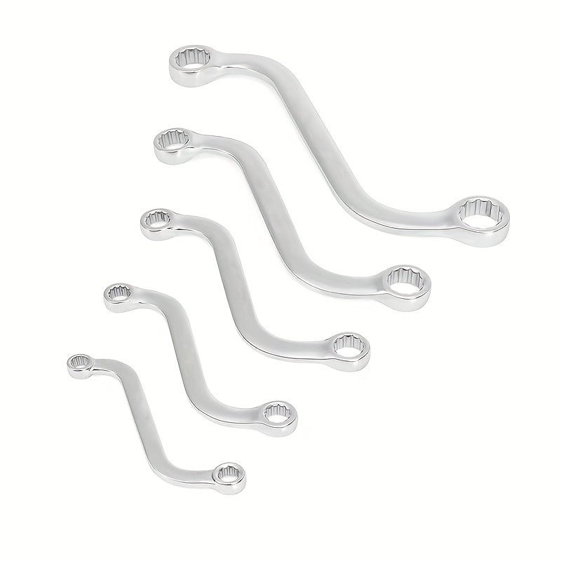 5-Piece S-Type Box End Wrench Set - 10-19mm Double-Headed Spanner Kit