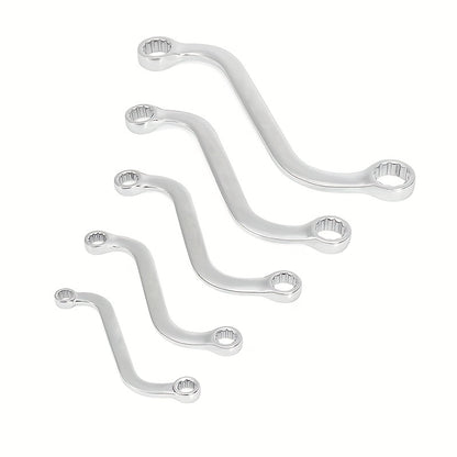 5-Piece S-Type Box End Wrench Set - 10-19mm Double-Headed Spanner Kit
