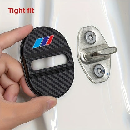 BMW Carbon Fiber Door Lock Buckle Protective Cover 4pcs - Anti-Corrosion Soundproof