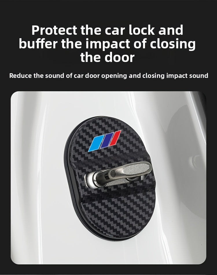 BMW Carbon Fiber Door Lock Buckle Protective Cover 4pcs - Anti-Corrosion Soundproof