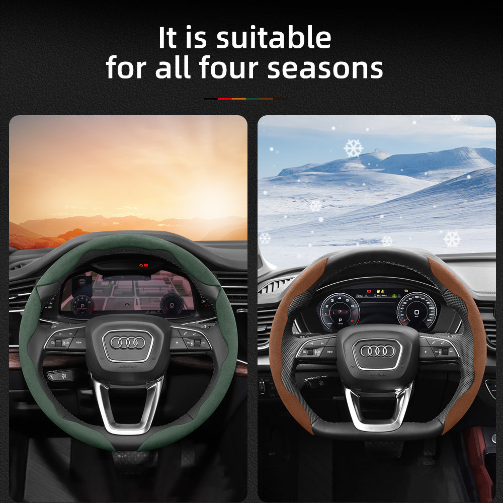 Audi Ultra-Thin Steering Wheel Cover - Non-Slip Snap-On Installation