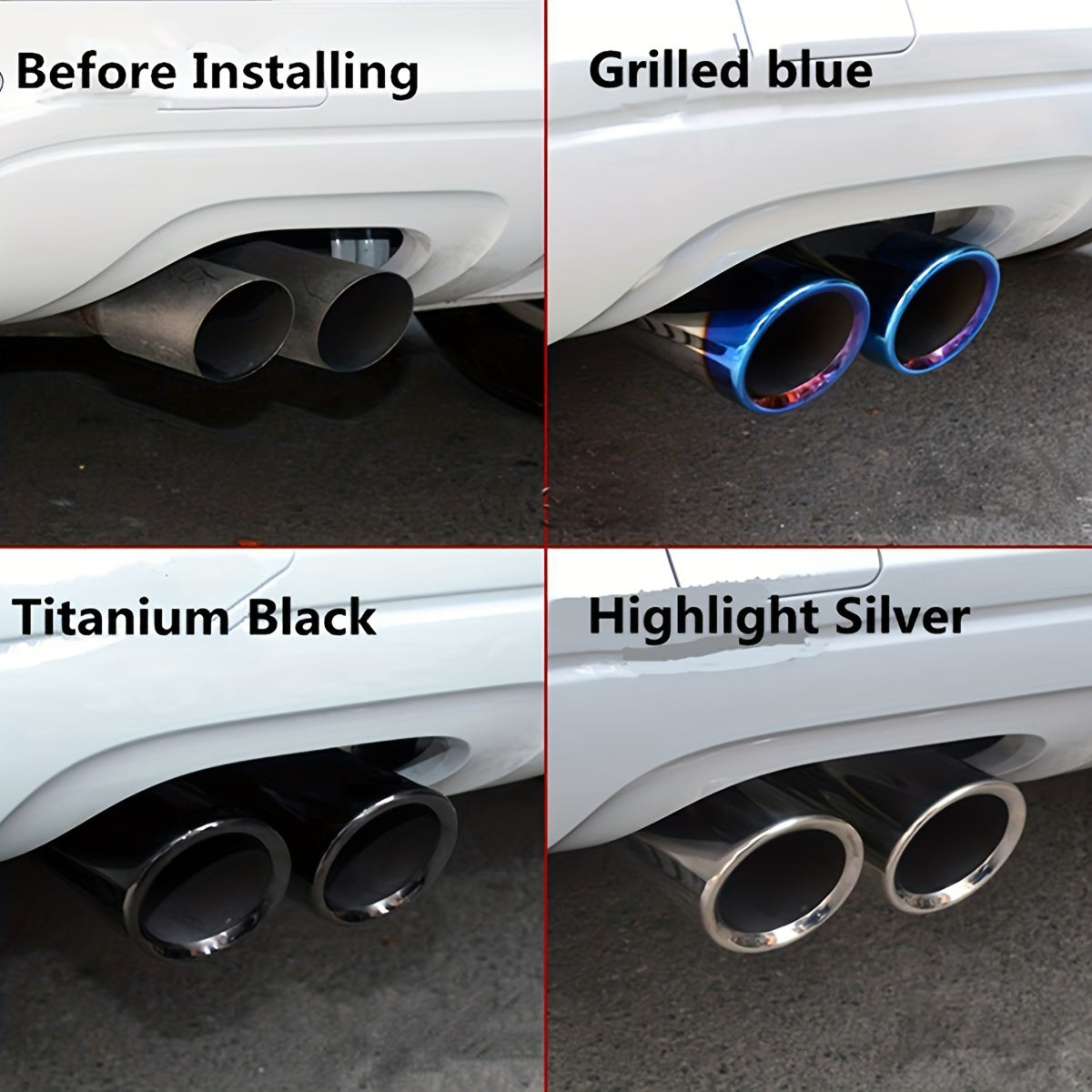 BMW VW Aluminum Exhaust Tips 2.76 Inch - Dual Pack Rust-Resistant Performance Upgrade