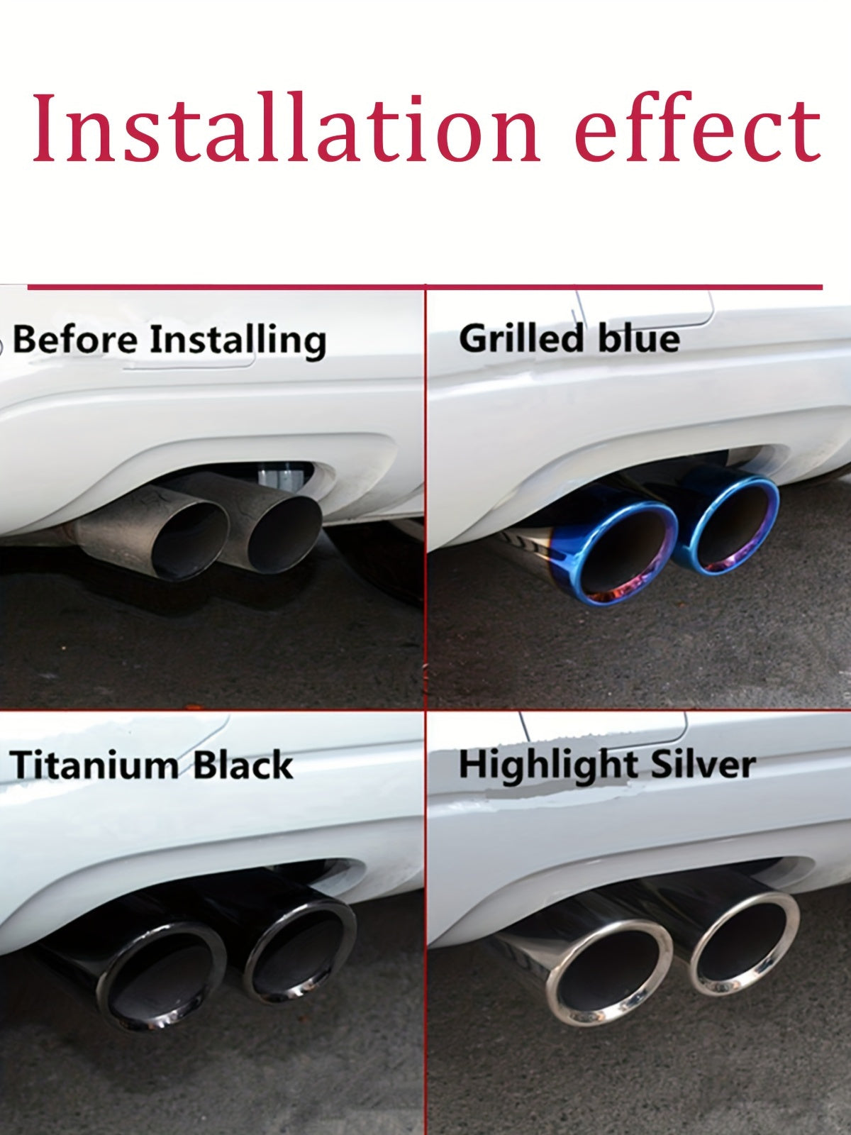 BMW VW Aluminum Exhaust Tips 2.76 Inch - Dual Pack Rust-Resistant Performance Upgrade