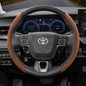 Toyota Winter Fleece Steering Wheel Cover - Ultra-Thin Anti-Slip for RAV4 Camry Corolla Brown 2-Piece Set