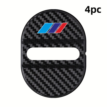 BMW Carbon Fiber Door Lock Buckle Protective Cover 4pcs - Anti-Corrosion Soundproof
