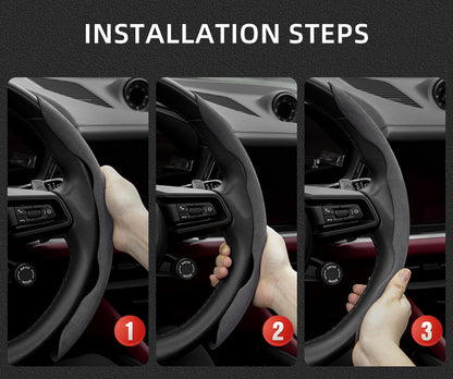 Audi Ultra-Thin Steering Wheel Cover - Non-Slip Snap-On Installation